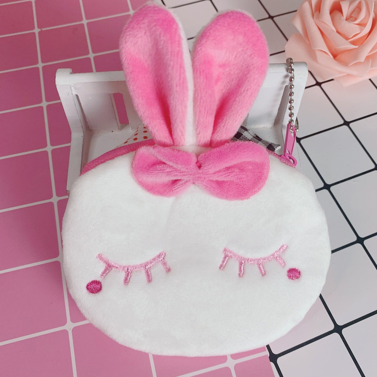 Cartoon Female Cute Student Portable Mini Plush Earphone Key Coin Purse