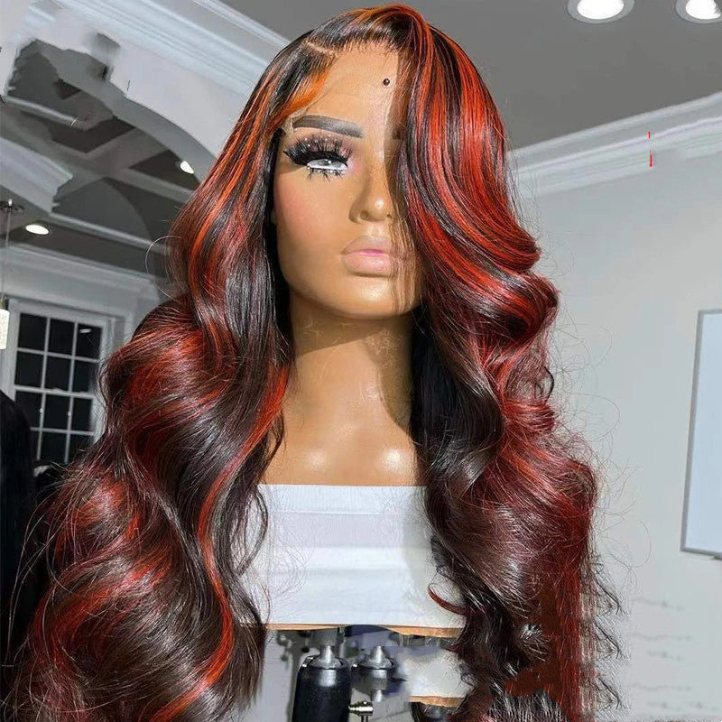 Lace Frontal Burgundy Highlight 13X4 4x4 Closure Wigs