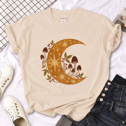 Witch Triple Moon Gothic Sun Tshirt Women Y2K Tee Female Des