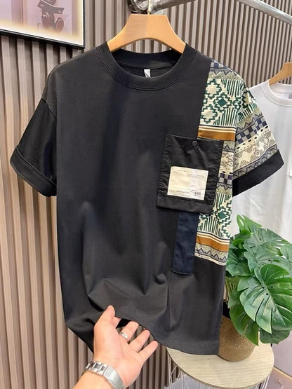 Men's T-shirt Summer New Work Clothes Style Color Matching Top