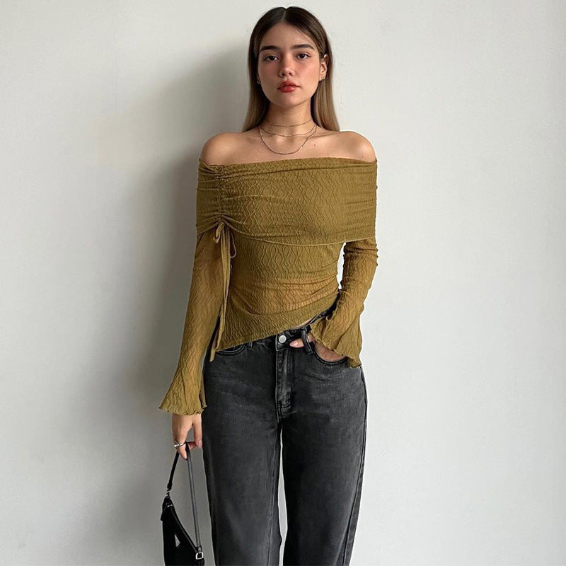 Women's Off-shoulder Long-sleeved Sweater Top