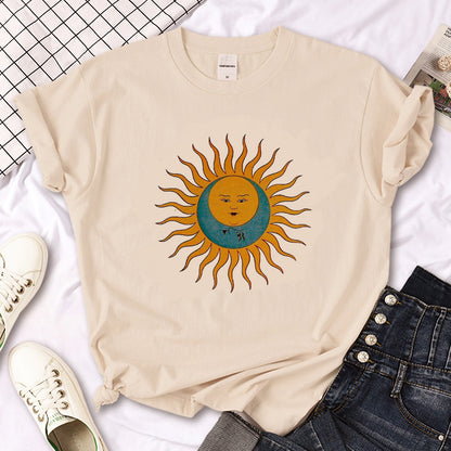 Witch Triple Moon Gothic Sun Tshirt Women Y2K Tee Female Des