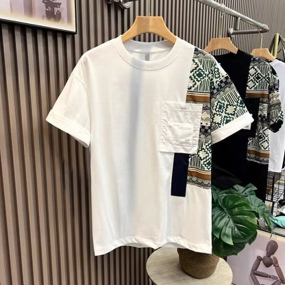 Men's T-shirt Summer New Work Clothes Style Color Matching Top