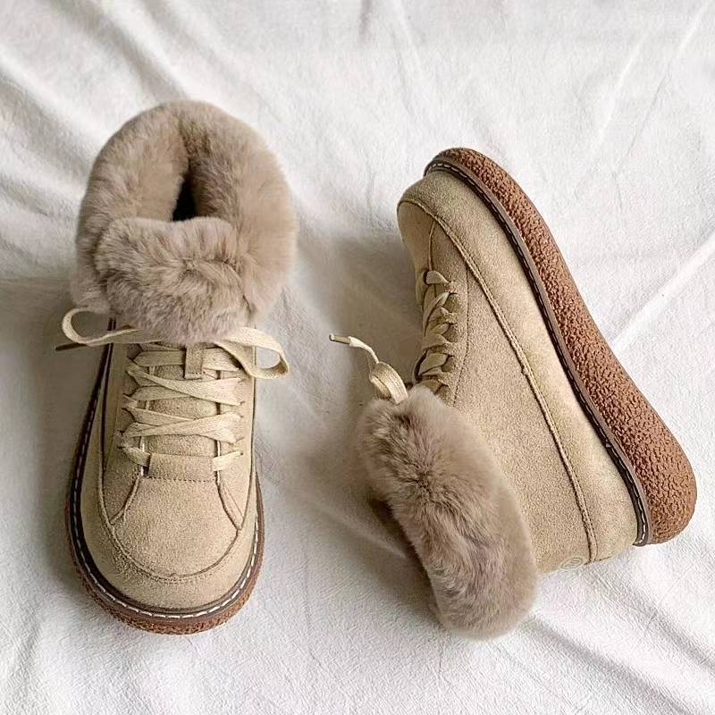 Women's Winter Warm Round Lace Up Snow Anti Slip Cotton Shoes