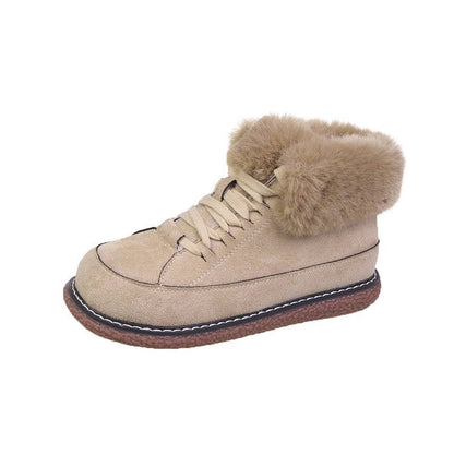 Women's Winter Warm Round Lace Up Snow Anti Slip Cotton Shoes